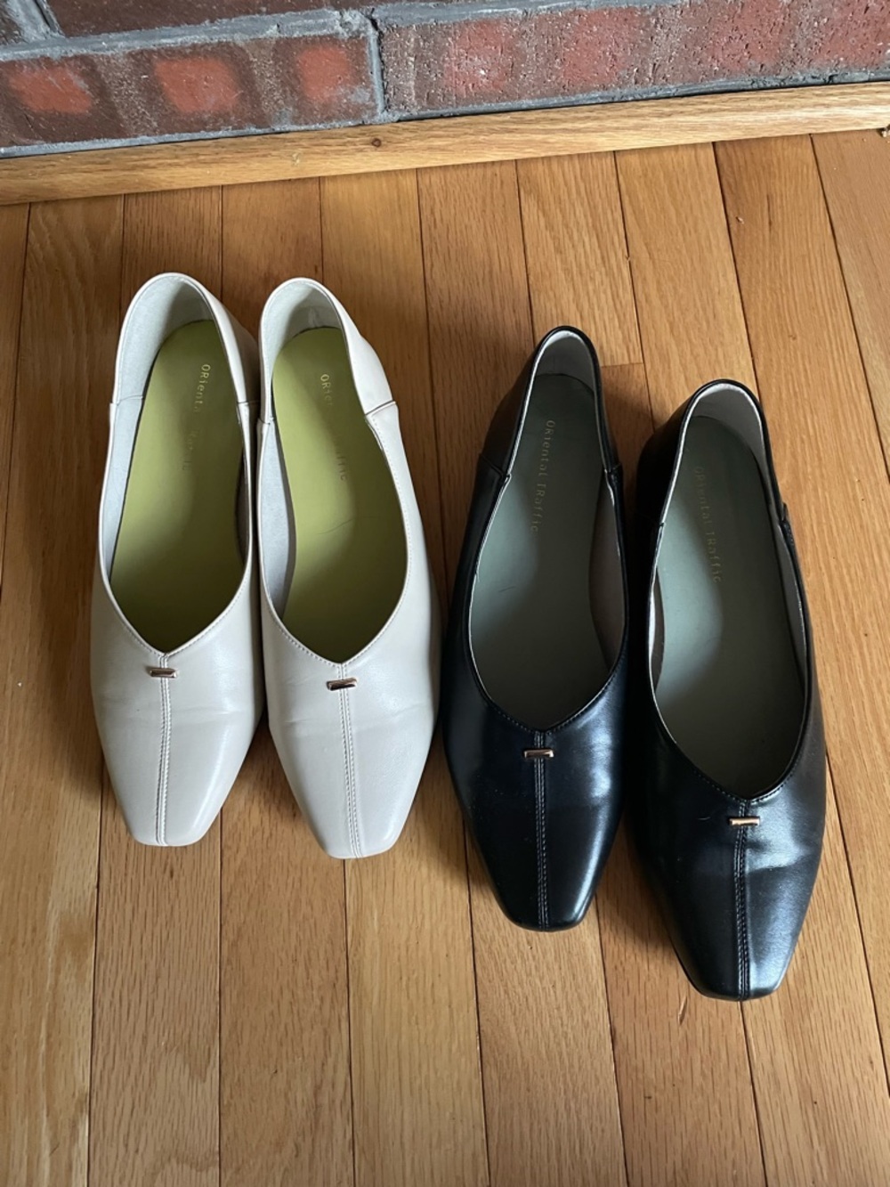 Women's Faux Leather Square-Toe Ballet Flats